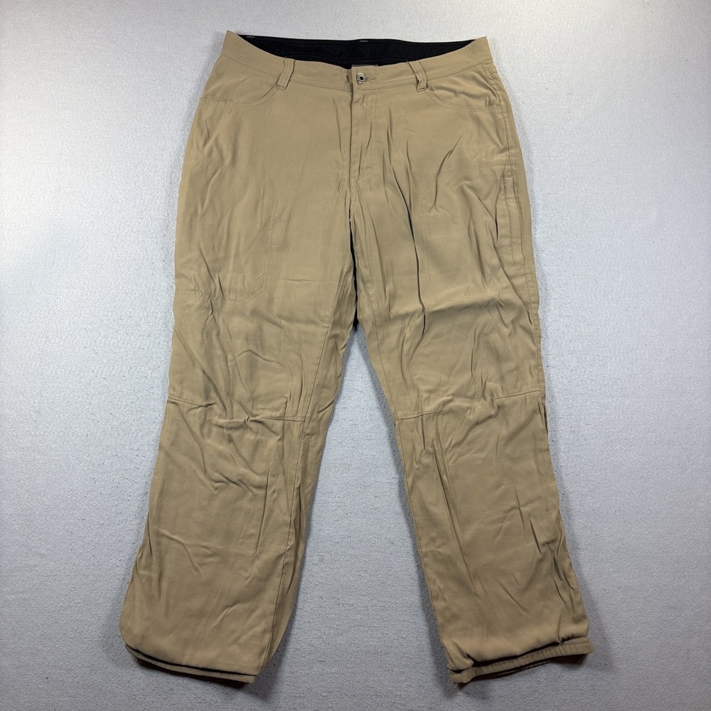 Eddie Bauer Fleece Lined Tech Pants Mens 36x30 Khaki Performance Chino